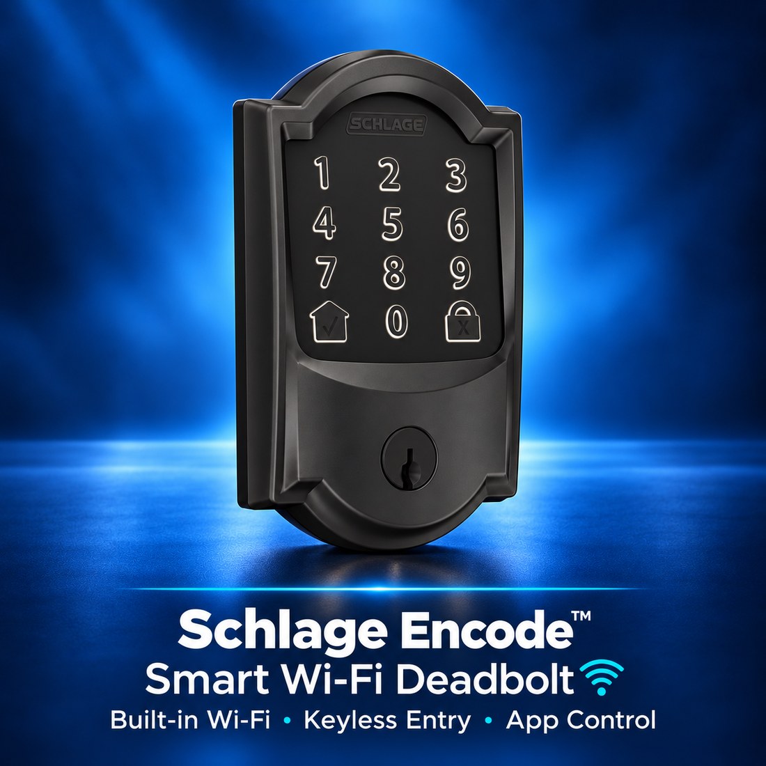 Schlage Encode Camelot WiFi deadbolt, Matte Black