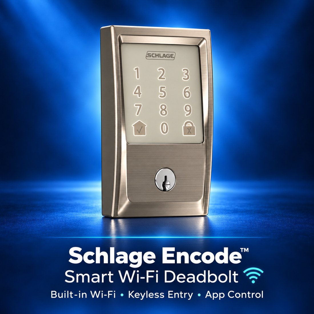 Schlage Encode Century WiFi deadbolt, Satin Nickel